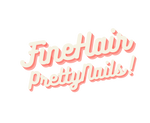'FINEHAIRPRETTYNAILS' logo display in pink